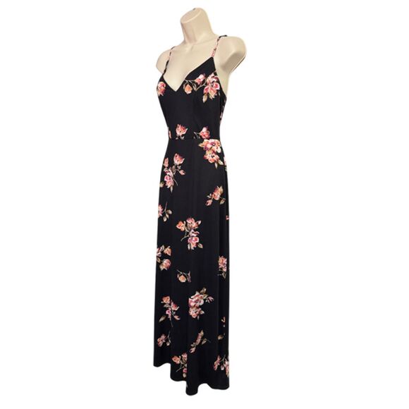 Nine Britton Black Floral Criss Cross Back Maxi Dress Size S - Picture 6 of 13